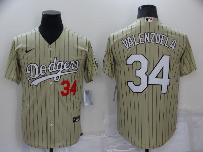 Men's Los Angeles Dodgers #34 Toro Valenzuela Cream Cool Base Stitched Jersey Men's Los Angeles Dodgers #34 Toro Valenzuela Cream Cool Base Stitched Jersey